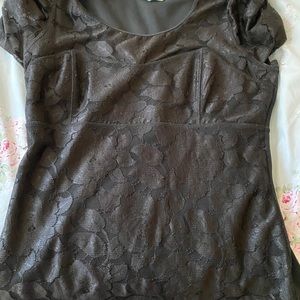 Women's black rose lace top